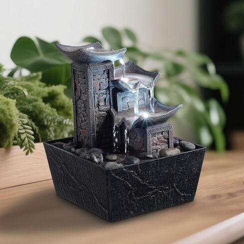 نافورة سنجاب على سطح الطاولة من MSEONWXI في فتحة شجرة للاسترخاء وديكور المنزل ونباتات إضاءة LED دافئة في الأماكن المغلقة بنفسك هدية زينة عيد الميلاد (23067) in Kuwait
