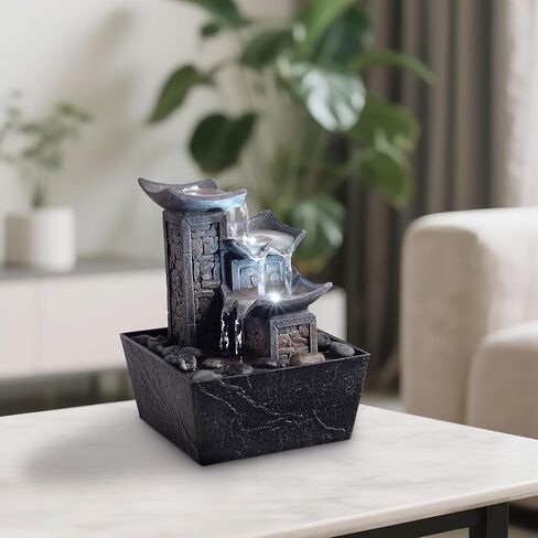 نافورة سنجاب على سطح الطاولة من MSEONWXI في فتحة شجرة للاسترخاء وديكور المنزل ونباتات إضاءة LED دافئة في الأماكن المغلقة بنفسك هدية زينة عيد الميلاد (23067) in Kuwait