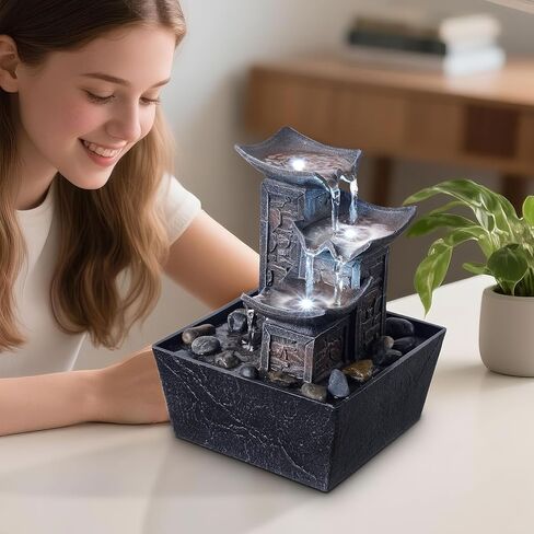 نافورة سنجاب على سطح الطاولة من MSEONWXI في فتحة شجرة للاسترخاء وديكور المنزل ونباتات إضاءة LED دافئة في الأماكن المغلقة بنفسك هدية زينة عيد الميلاد (23067) in Kuwait