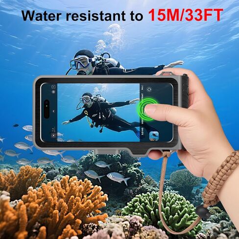 Underwater Phone Case for Snorkeling & Diving (50ft/15m), IP68 Waterproof Case for Swimming, Universal Underwater Touch Screen Case Compatible with iPhone (Orange, 4th Generation Phone Case) in Kuwait