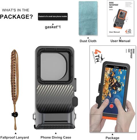 Underwater Phone Case for Snorkeling & Diving (50ft/15m), IP68 Waterproof Case for Swimming, Universal Underwater Touch Screen Case Compatible with iPhone (Orange, 4th Generation Phone Case) in Kuwait