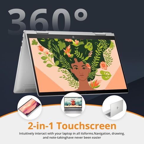 HP Envy x360 2-in-1 14" FHD Touchscreen Laptop, Intel i7-1355U, 16GB RAM, 2TB SSD, Backlit Keyboard, 5MP Camera, Fingerprint Reader, Wi-Fi 6E, Win 11, Silver, 32GB Hotface USB Card in Kuwait