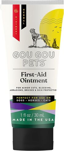 Gou Gou Pets First Aid Ointment Holistic Natural Derived Herbal for Dogs, Cats, Horses for Wounds: Minor Cuts, Bleeding, Abrasions, Slow-Healing Wounds, Open and Puncture Wounds – Made in USA – 2 oz in Saudi Arabia