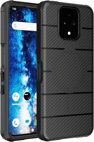 Case with Clip for Sonim XP Pro 5G Phone, Nakedcellphone Rugged Cover and [Rotating Ratchet] Belt Hip Holster (Compatible with MagSafe) - Carbon Fiber Design in Saudi Arabia