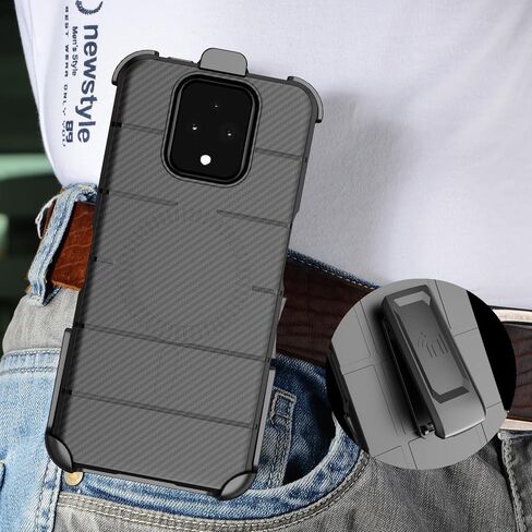 Case with Clip for Sonim XP Pro 5G Phone, Nakedcellphone Rugged Cover and [Rotating Ratchet] Belt Hip Holster (Compatible with MagSafe) - Carbon Fiber Design in Saudi Arabia
