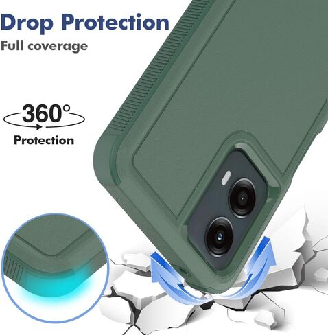 for Moto G 5G 2024 Case, [Military Grade Drop Tested] with Screen Protector, Dual Layer Protective Heavy Duty Cell Phone Cover Non-Slip Shockproof Case for Motorola Moto G 5G 2024 (Dark Green) in Saudi Arabia