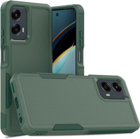 for Moto G 5G 2024 Case, [Military Grade Drop Tested] with Screen Protector, Dual Layer Protective Heavy Duty Cell Phone Cover Non-Slip Shockproof Case for Motorola Moto G 5G 2024 (Dark Green) in Saudi Arabia