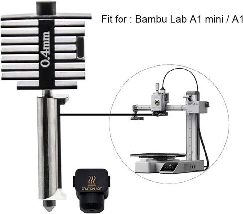 Hotend for Lab P1P P1S Print Head 24V 48W Ceramic Heater Cartridge NTC 100K Thermistor Removable 0.4MM Hardened Steel Nozzle High Temperature Sensor Heating Tube Kit Wrench Replacement in Saudi Arabia