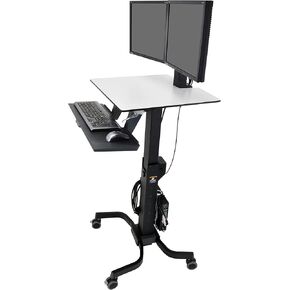 Ergotron – WorkFit-C Dual Monitor Mobile Standing Desk, Rolling Sit Stand Workstation – for 2 Monitors Up to 24 Inches, 6 to 14 lbs Each