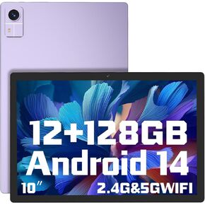 2025 Latest Tablet 10 inch Android 14, Octa-Core, 12GB RAM(4+8)+128GB ROM, 512GB Expandable, 1280x800 HD IPS Touchcreen Display, 10000mAh Battery, 5G/2.4G WiFi, Bluetooth 5.2, Dual Camera