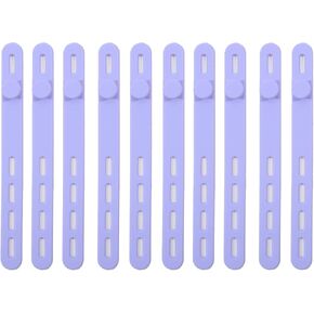 10 PCS Silicone Cable Ties Cord Organizer Wrap - Wire Ties Management with Lock Buckle,Elastic Adjustable Charger Cable Strap Tie,Electrical Cord Keeper for Travel Home (Lavender)