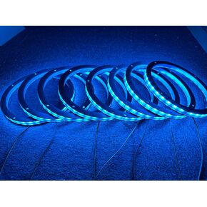 8PCS 8" RGB Changing Car LED Speaker Ring Light Kit Color Shift Coxial Speaker Rings Spacer Ring Light Can Controlled by Remote and Bluetooth APP Simultaneously