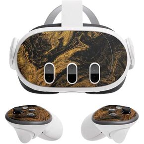 Skinit Decal Gaming Skin Compatible with Meta Quest 3 - Officially Licensed Gold and Black Marble Design