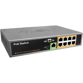 BV-Tech 8 Port PoE Unmanaged Switch + 1 Ethernet Uplink – 150W – 802.3af – POE-SW801