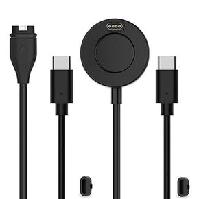 [2-Pack] Type C Chargers Compatible for Garmin Instinct 3 2, for Garmin Venu X1 3 3s 2 2s Sq, Forerunner 970 570 55 255 265 165, UCB-C Charging Cable & Dock & Port Protector