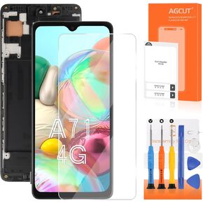 OLED for Samsung Galaxy A71 4G Screen Replacement for Display Samsung A71 4G LCD SM-A715F SM-A715F/DS SM-A715W LCD Digitizer Assembly Repair Parts with Frame(Support Fingerprint)
