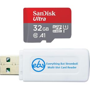 SanDisk 32GB Ultra Micro SD Card for OnePlus Phone Works with N100, N200 5G, Nord N10 5G N Series (SDSQUA4-032G-GN6MN) Class 10 - Bundle with (1) Everything But Stromboli SD & SDXC Memory Card Reader