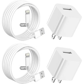 iPhone Charger [Apple MFi Certified], 2-Pack 10FT USB Wall Charger for iPhone 14/13/12/11 Pro/11/10/XS MAX/XR/8/7/6s/6 Plus, Lightning Cable Apple Charging Cords &Fast Quick Travel Block Plug Adapter