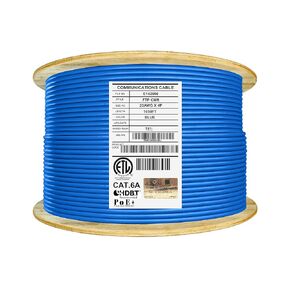 Elite Cat6A Shielded Riser (CMR), 1000ft, FTP, 23AWG, Solid Bare Copper, 650MHz, 10Gb Speeds, UL Listed, UL-LP Certification, Higher Performance PoE++, TAA Compliant, Bulk Ethernet Cable, Blue