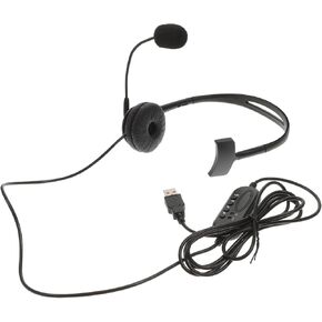 NUOBESTY USB Headset with Noise Canceling Microphone Lightweight One Ear Headset for Voice Chat and Call Center Volume Control for Conference Calls and Online Courses
