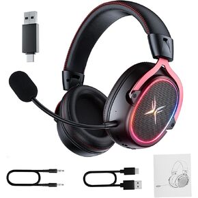 TAGRY Wireless Gaming Headset Bluetooth 5.3 Game Headphones with Mic, Stereo Sound, Black