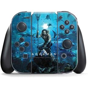 Skinit Schecal Gaming Gaming Skiner مع Nintendo Switch (2017-2021) وحدة تحكم Joy-Con-مرخص رسميًا DC Comics Aquaman Classic Art Design