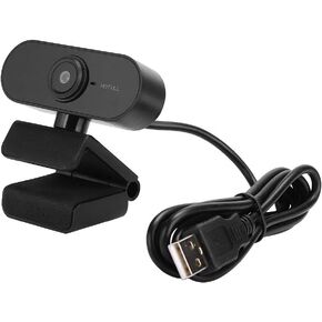 Webcam, USB2.0 Web Camera Plug&Play 1920x1080 Adjustable Black for Notebook Online Teaching(Black)