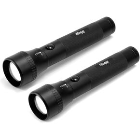 Heavy Duty 2-Cell D Battery LED Big Flashlights, Zoomable Single Mode Aluminum Alloy Torch Flashlight, Rugged Metal Flashlight for Outdoor Adventures Emergency Hiking Camping Caving (1 Pack)