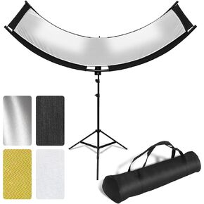 صرف عاكس الضوء العاكس Clamshell مع حامل وحقيبة ، 70 "x24"/180x60cm عاكس الإضاءة المنحني Arclight للتصوير الفوتوغرافي لاستوديو الصور مع ألوان بيضاء/ذهبية/سوداء/أسود بواسطة McCle