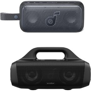 Soundcore Anker Motion Boom & Motion 300 Portable Speaker, Bluetooth Speaker with Wireless Hi-Res Sound, SmartTune Technology, 30W Stereo Sound, 30W Playback, and IPX7 Waterproof, for Backyard