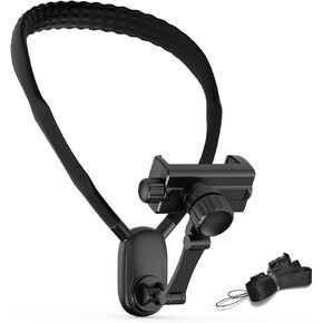 Hands-Free Neck Phone Holder with Chest Strap, POV/Vlog Mount for Smartphones, Perfect for Video Recording and Selfies (Black)