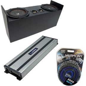 Harmony Audio Compatible with 1987-2006 Jeep Wrangler YJ TJ Kicker Bundle CompR CWR10 Dual 10" Rhino Sub Box Enclosure & Harmony HA-A1500.1 Amp