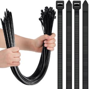 Nuanchu 300 Pcs Zip Ties 36 Inch Heavy Duty Cable Management Multi Purpose Long Plastic Nylon Cable Ties for Indoor and Outdoor Binding Fences, Branches Bundling of Crops, Home (White)