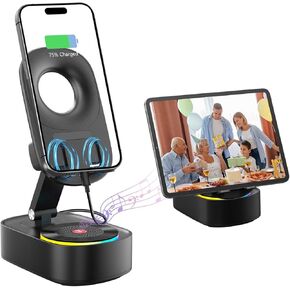 Bluetooth Speaker,Induction Speaker for iPhone Android,Cell Phone Stand with Speakers Amplifier,2000mAh Battery Pack,Colorful Lights,Outdoor Portable Small Bluetooth Speakers for Gifts Men