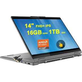 Lenovo Yoga 7 2-in-1 AI PC Laptop | 14" FHD+ IPS Touch AMD Zen4 8-core Ryzen 7 8840HS (>i7-12700H) | 16GB DDR5 1TB SSD | Backlit Fingerprint Long-Lasting Battery Win11Pro + HDMI Cable