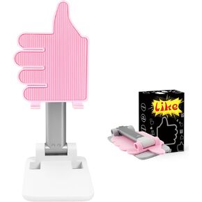 Non-Slip Cell Phone Stand,Thumbs Up Phone Stand with Silicone， Angle Height Adjustable Foldable Portable Desktop Phone Holder Compatible with All Mobile Phones (Black)