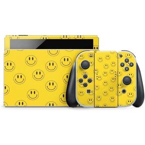 Skinit Decal Gaming Skin Compatible with Nintendo Switch OLED (2021) - Purple Happy Face Pattern Design