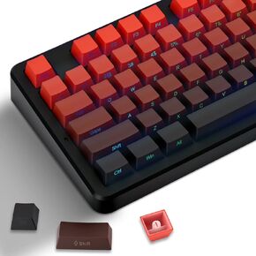 PBT Lred Keycaps ، مجموعة مكونة من 133 مفتاحًا مزدوجًا مع مفاتيح مطبوعة جانبية ، ملف تعريف الكرز ، تصميم التدرج للوحة المفاتيح الميكانيكية المجهزة بمفاتيح Gateron MX in Saudi Arabia