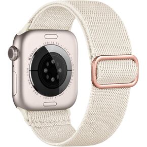 Charlam Stretchy Bands Compatible with Apple Watch Band 40mm 41mm 42mm 38mm 44mm 45mm 46mm 49mm Women Men, Soft Fashion Nylon Braided Elastic Strap for iWatch Series 10 SE 9 8 7 6 5 4 3 2 1 Ultra 2