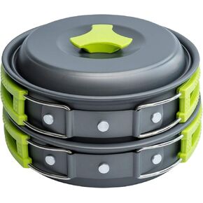 MalloMe Camping Cookware Mess Kit for Backpacking Gear – Camping Cooking Set - Camping Pots and Pans Set - Backpacking Stove/Portable Stove Compatible - Camp Kitchen Equipment Accessories Pot