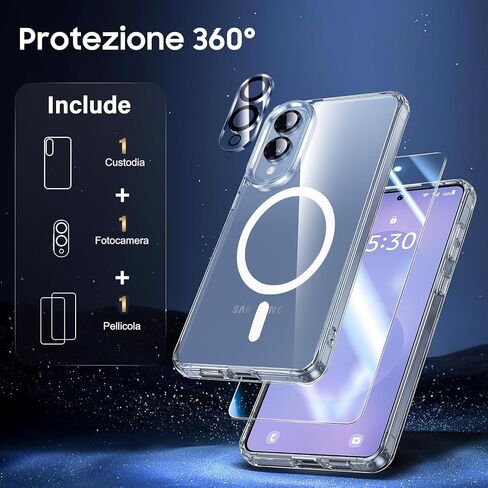 for Samsung Galaxy S25 Edge Case Clear,Magnetic S25 Edge Case with Screen Protector & Camera Protector [Compatible with MagSafe], Shockproof TPU Cover for Galaxy S 25 Edge Phone Cases-Transparent in Kuwait