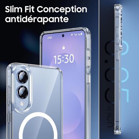 for Samsung Galaxy S25 Edge Case Clear,Magnetic S25 Edge Case with Screen Protector & Camera Protector [Compatible with MagSafe], Shockproof TPU Cover for Galaxy S 25 Edge Phone Cases-Transparent in Kuwait