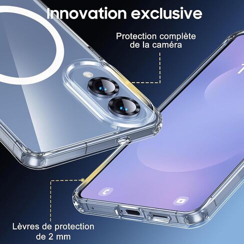 for Samsung Galaxy S25 Edge Case Clear,Magnetic S25 Edge Case with Screen Protector & Camera Protector [Compatible with MagSafe], Shockproof TPU Cover for Galaxy S 25 Edge Phone Cases-Transparent in Kuwait