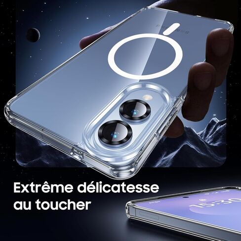 for Samsung Galaxy S25 Edge Case Clear,Magnetic S25 Edge Case with Screen Protector & Camera Protector [Compatible with MagSafe], Shockproof TPU Cover for Galaxy S 25 Edge Phone Cases-Transparent in Kuwait
