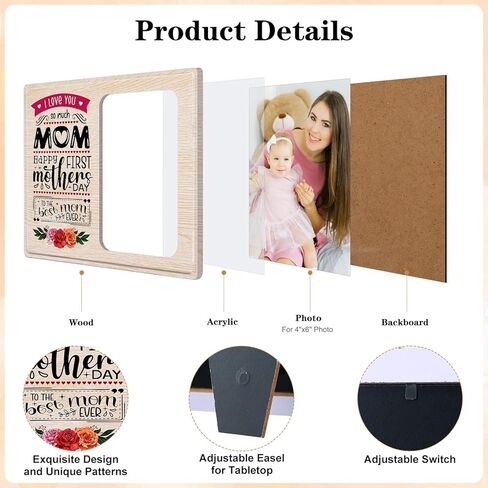 FaCraft First Mothers Day Picture Frames 4x6 Wood 1st Mother's Day Photo Frame for Mom from Baby First Mothers Day Gifts Frames for New Mom New Baby Mom to be Newborn New Parents Boy Girl Baby Nursery in Kuwait