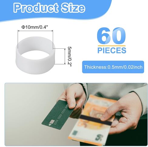 uxcell 60Pcs Silicone Rubber Bands,10mm/0.4" Rubber Bands Rings Cable Ties Strong Elastic Bands Non-Slip for Cord Wrapping Bag Wraps, White in Saudi Arabia