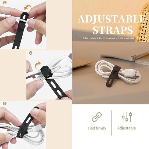 10 PCS Silicone Cable Ties Cord Organizer Wrap - إدارة علاقات الأسلاك مع مشبك القفل ، ربط حزام كابل الشاحن المرن قابل للتعديل ، حارس الحبل الكهربائي للمنزل (لافندر) in Saudi Arabia