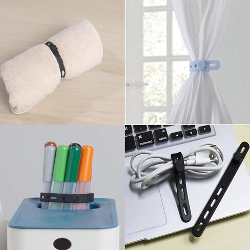 10 PCS Silicone Cable Ties Cord Organizer Wrap - إدارة علاقات الأسلاك مع مشبك القفل ، ربط حزام كابل الشاحن المرن قابل للتعديل ، حارس الحبل الكهربائي للمنزل (لافندر) in Saudi Arabia