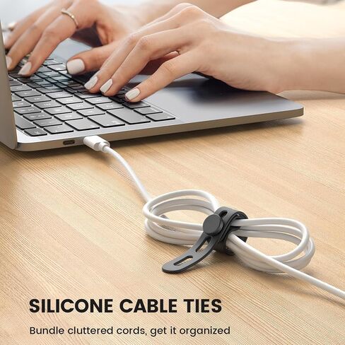 10 PCS Silicone Cable Ties Cord Organizer Wrap - إدارة علاقات الأسلاك مع مشبك القفل ، ربط حزام كابل الشاحن المرن قابل للتعديل ، حارس الحبل الكهربائي للمنزل (لافندر) in Saudi Arabia
