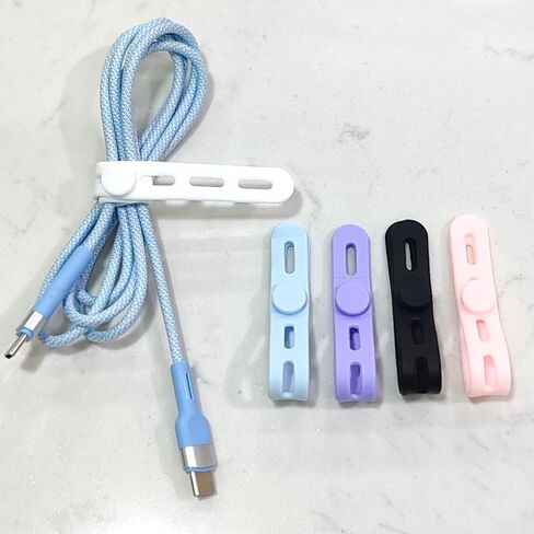 10 PCS Silicone Cable Ties Cord Organizer Wrap - إدارة علاقات الأسلاك مع مشبك القفل ، ربط حزام كابل الشاحن المرن قابل للتعديل ، حارس الحبل الكهربائي للمنزل (لافندر) in Saudi Arabia